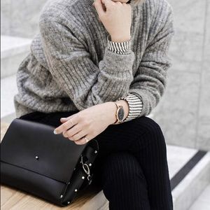 BROWN Minimalist Leather Stud Shoulder Cross Bag